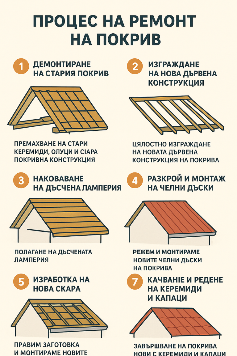 процес на ремонт на покрив